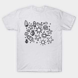 summer items sun ice cream bee seastar sea elements warm T-Shirt